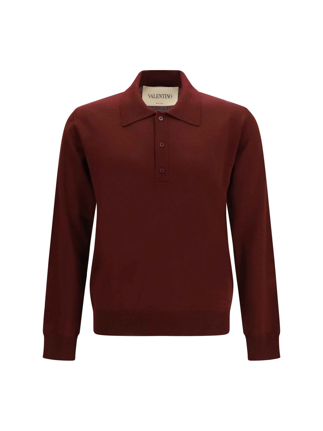 Long-sleeve wool Polo with VLogo