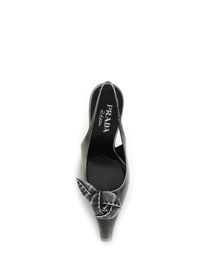 Floral-detail leather Slingback Pumps 4