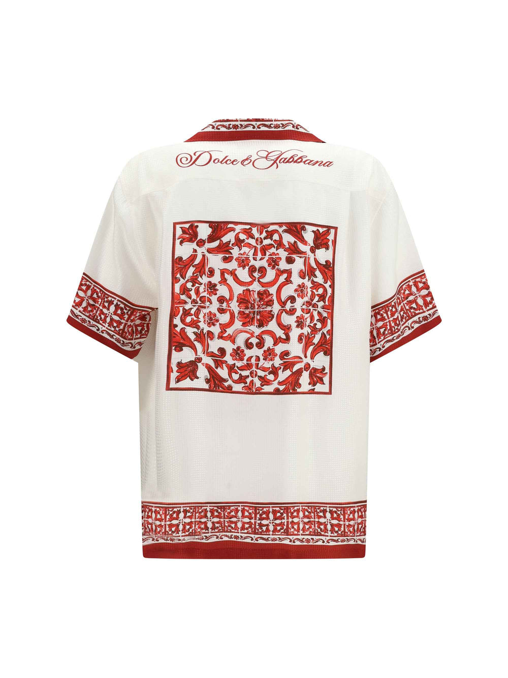 Hawaii Shirt in jacquard twill with majolica print