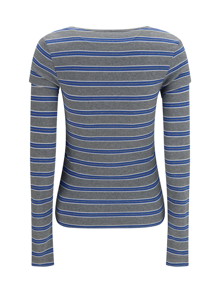 Ribbed V-neck long-sleeve T-shirt 2