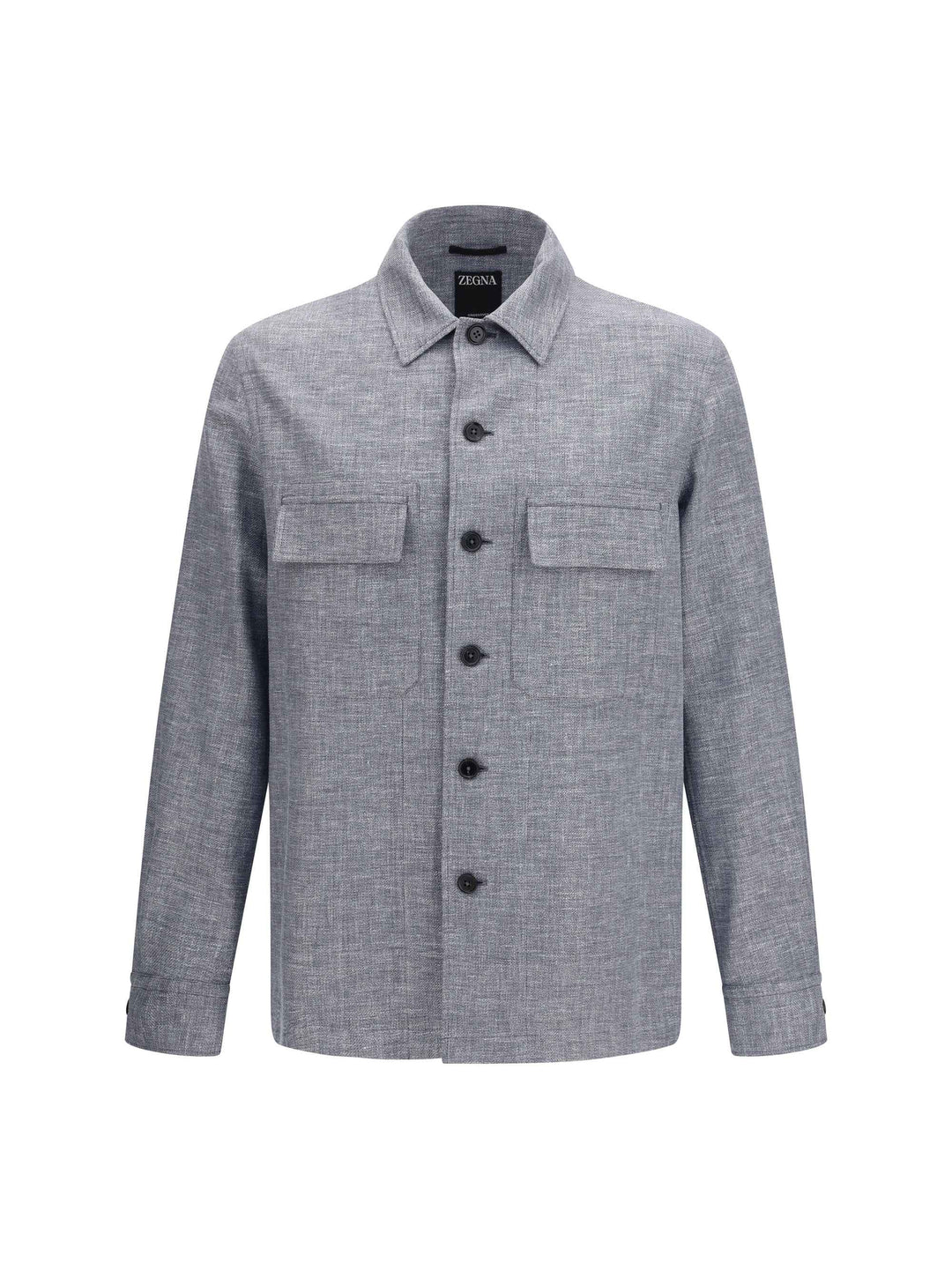 Crossover Shirt Jacket in linen wool and silk