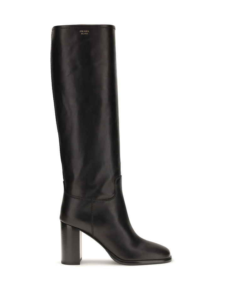 High leather Boots with screen-printed Logo 1