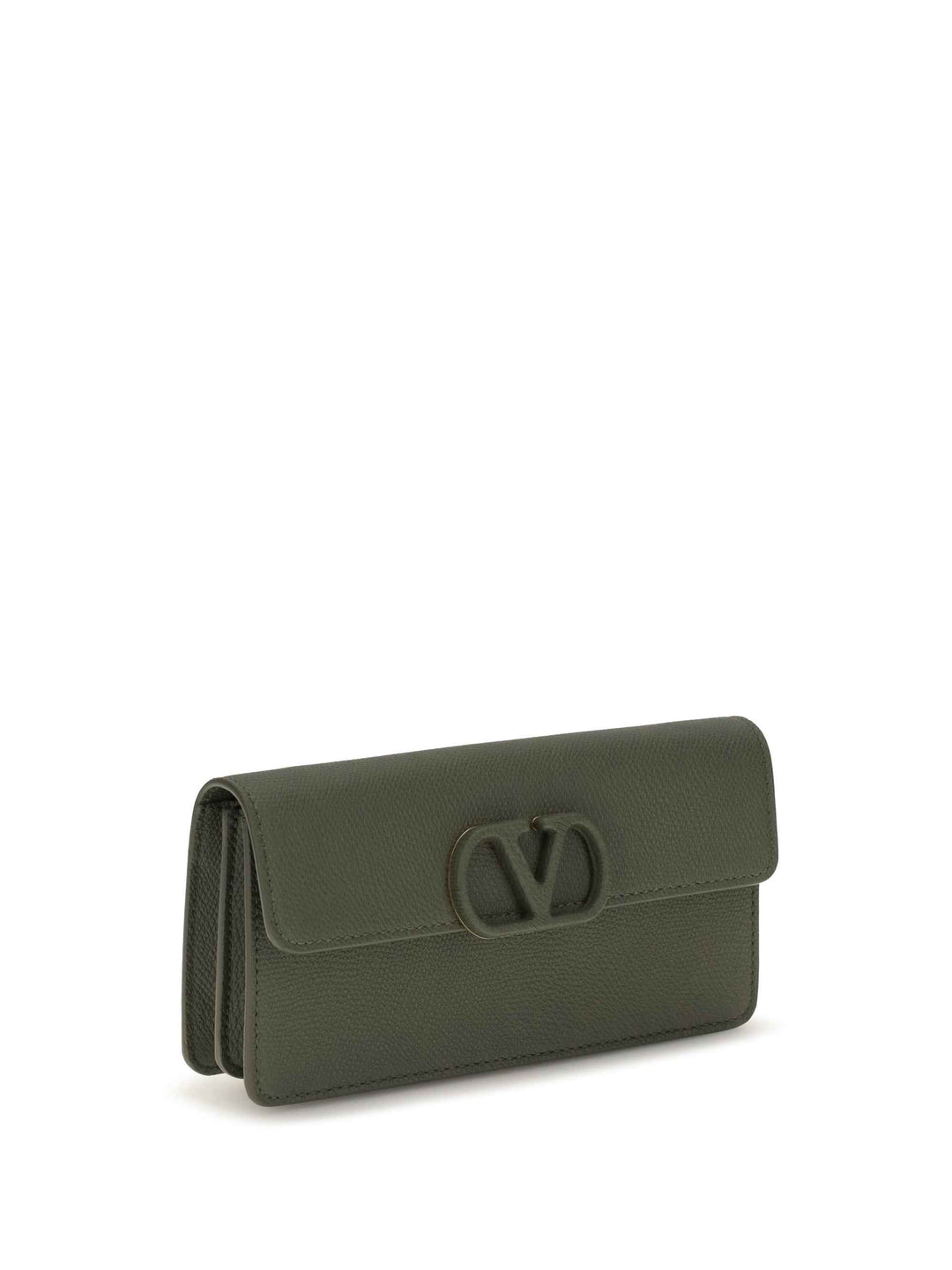 VLogo signature grainy calfskin chain Wallet