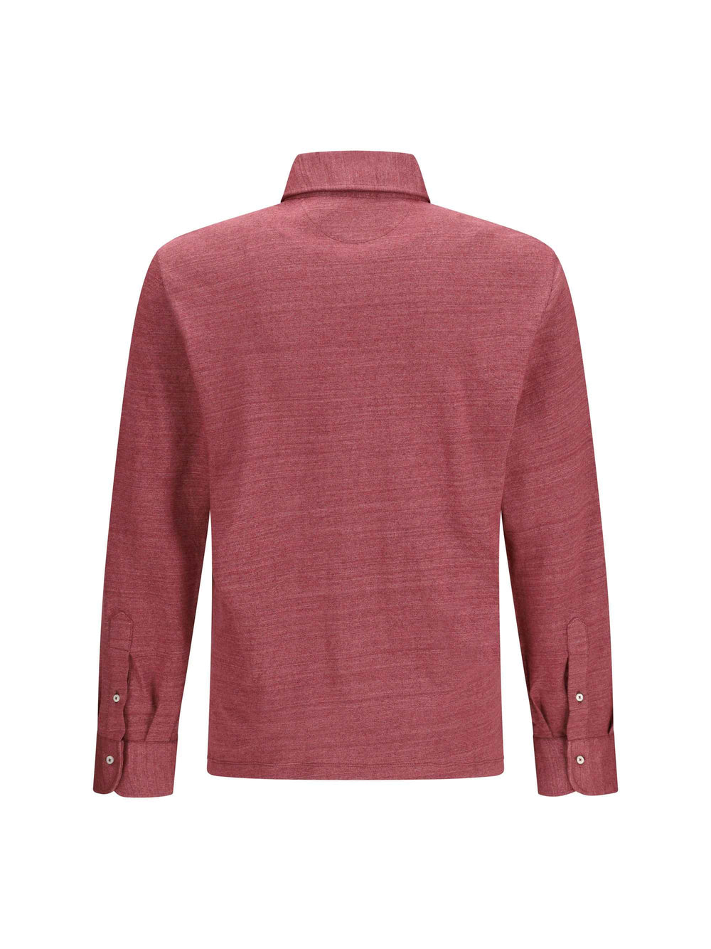 Long-sleeve Polo in mélange linen and cotton jersey