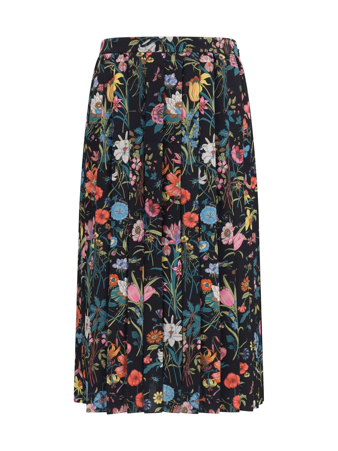 Flora printed silk midi Skirt