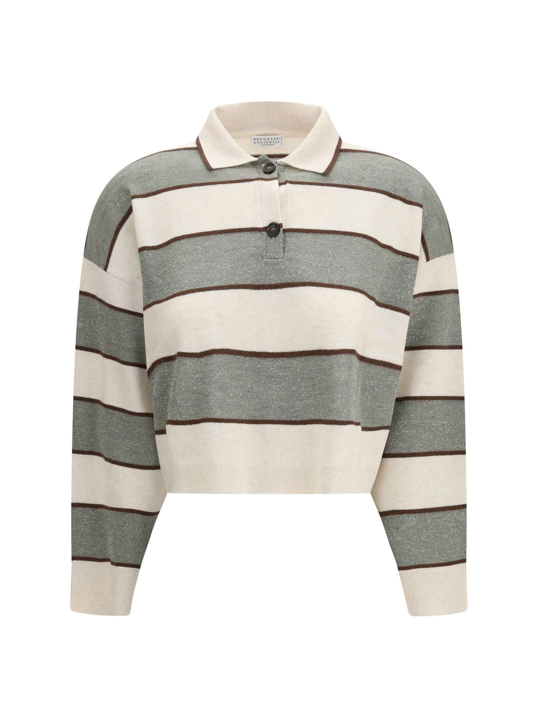 Polo Crop in Sparkling Stripes knit