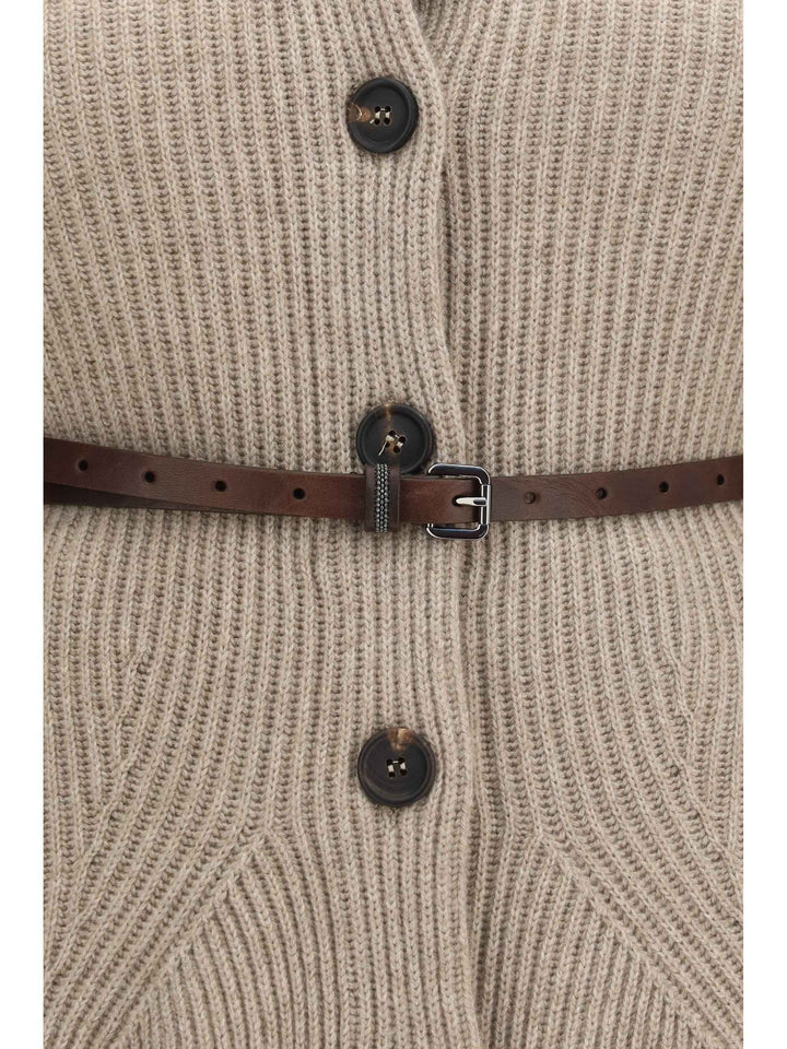 High neck Cardigan with belt