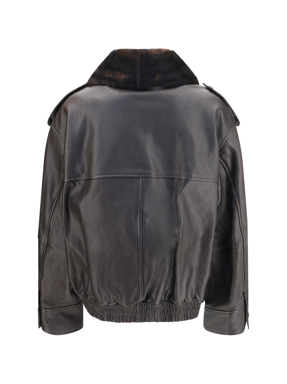 Russo leather Bomber with shearling collar 2