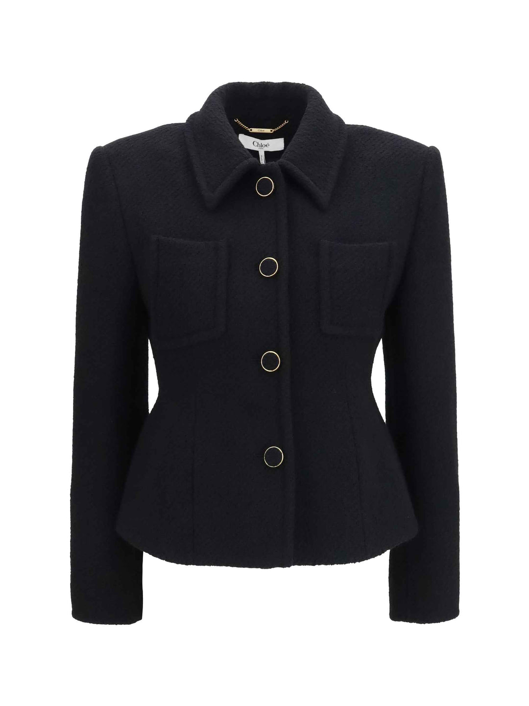 Cropped single-breasted Blazer with fabric buttons