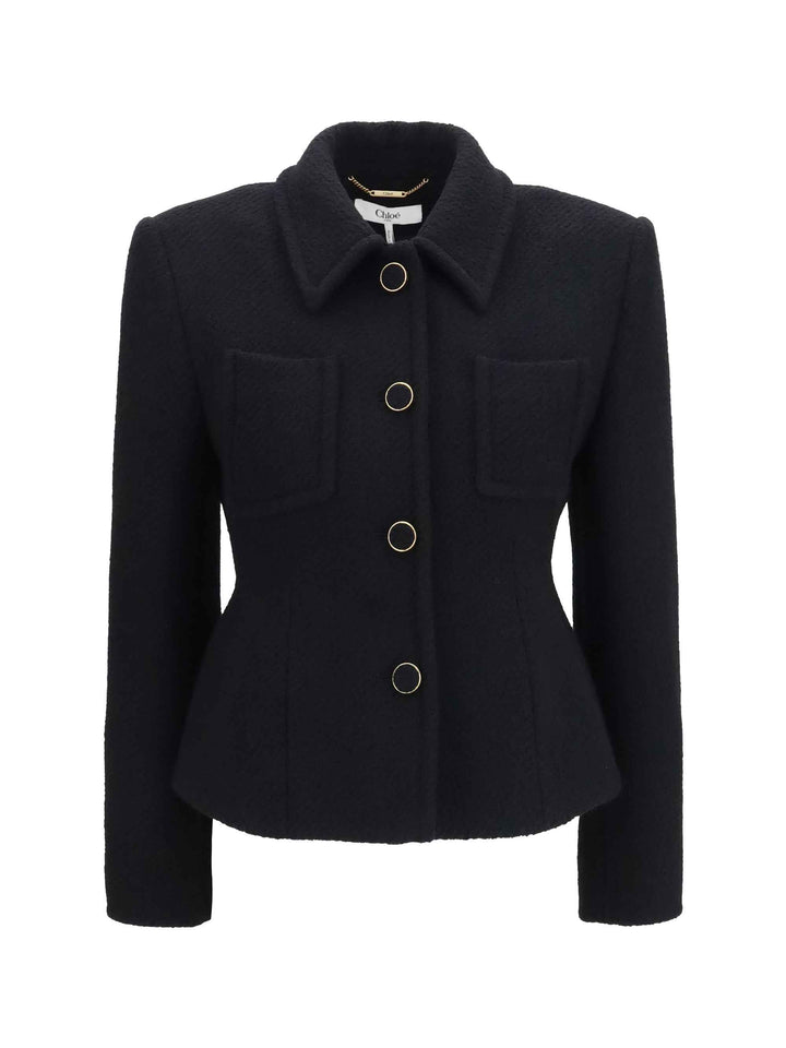 Cropped single-breasted Blazer with fabric buttons