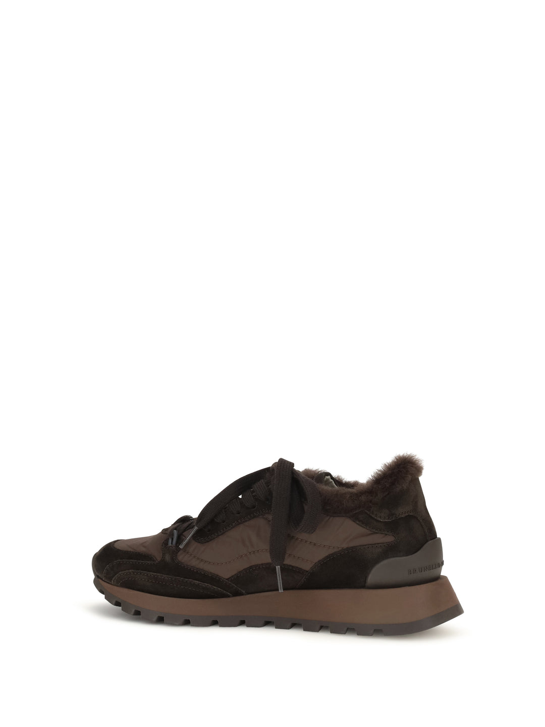 Suede and techno fabric Sneakers with shearling lining and monile 3