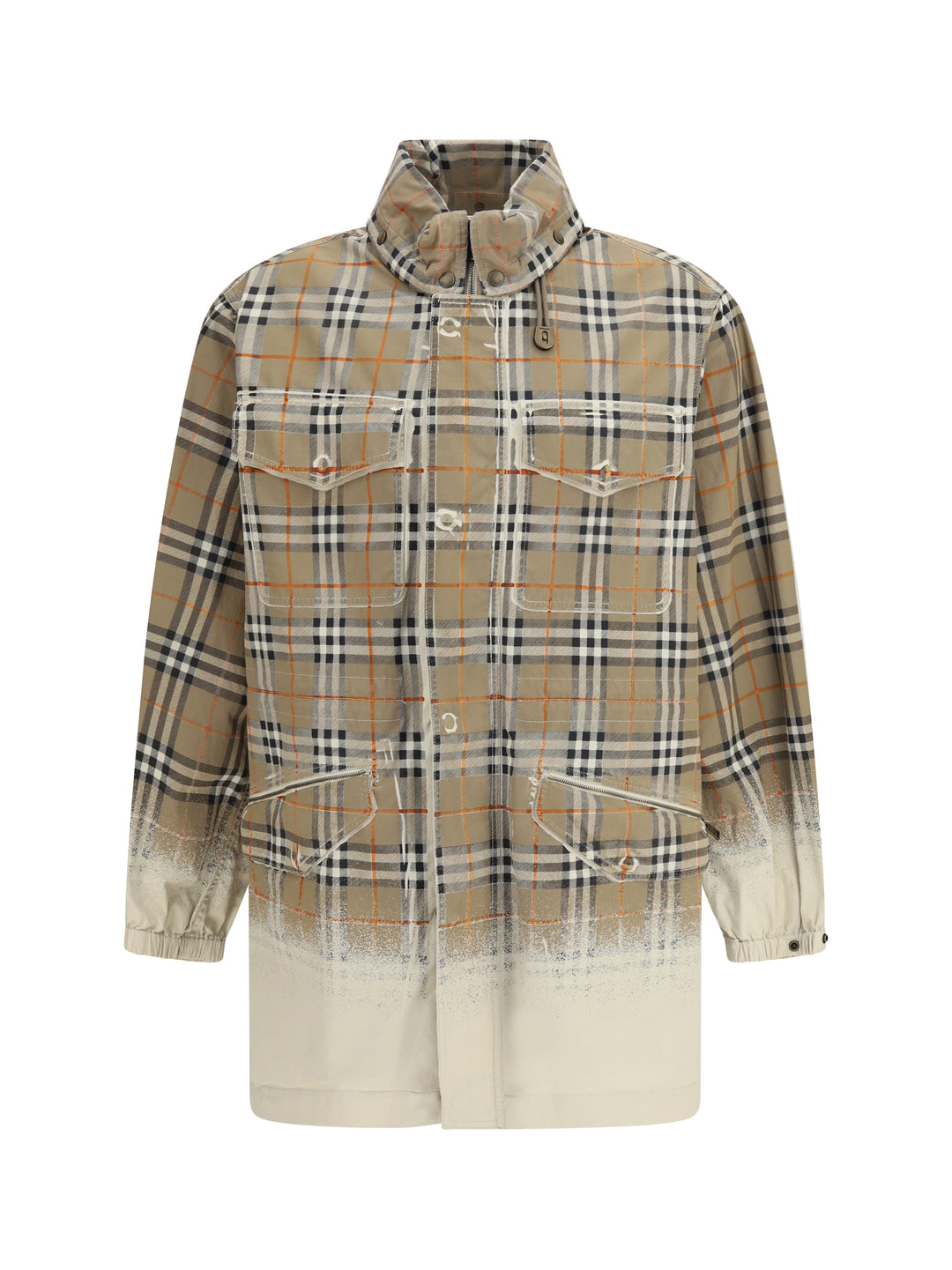Gabardine Parka with faded Check print 1