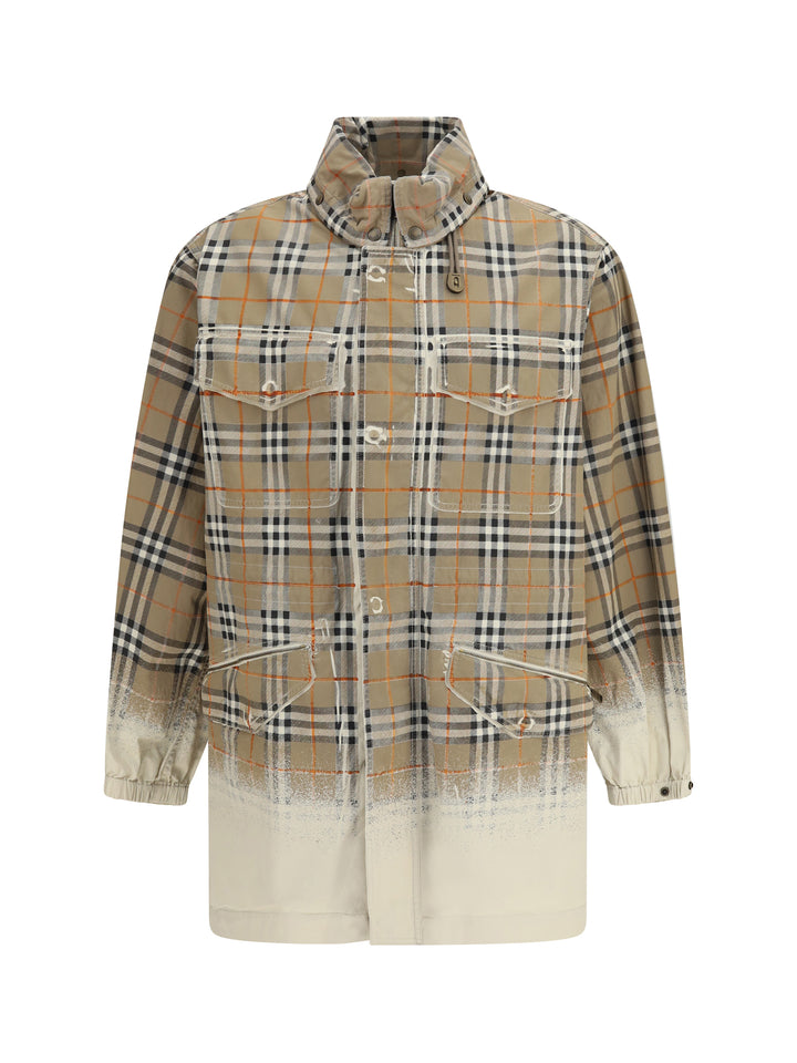 Gabardine Parka with faded Check print 1