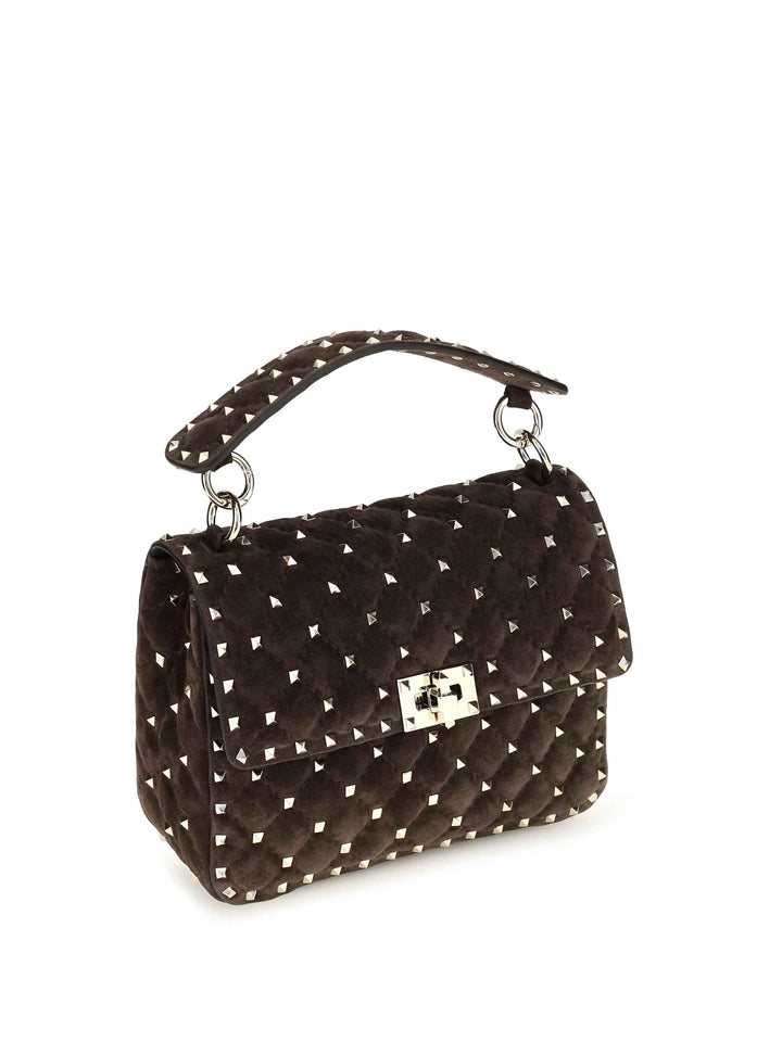 Medium Rockstud Spike suede Top Handle Bag