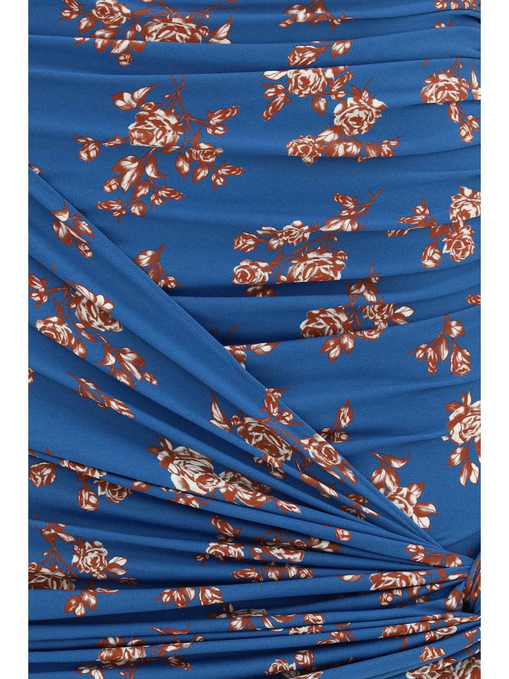 Draped floral-print swim Mini Skirt