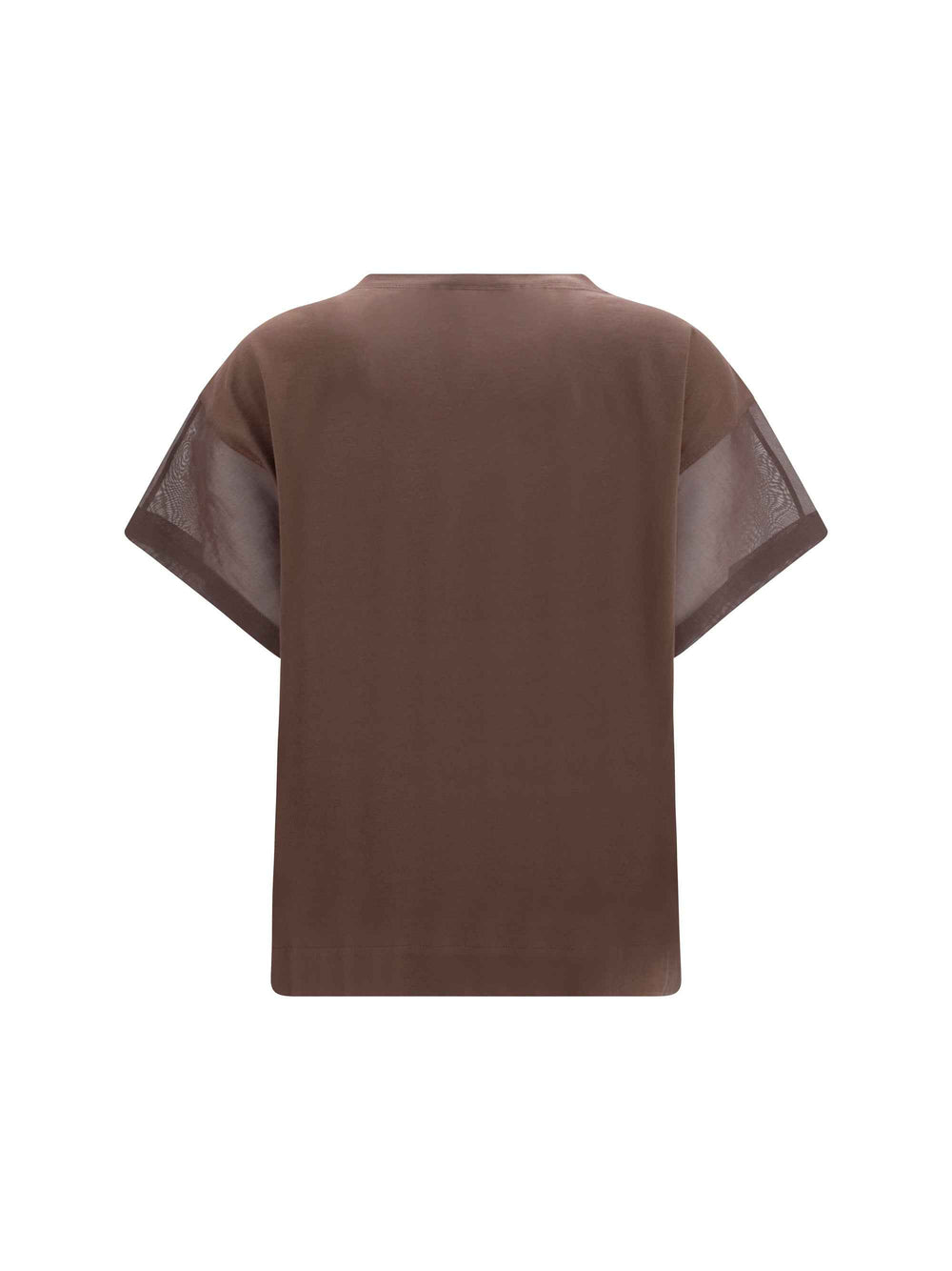 Cotton T-shirt with sheer sleeves and side panels