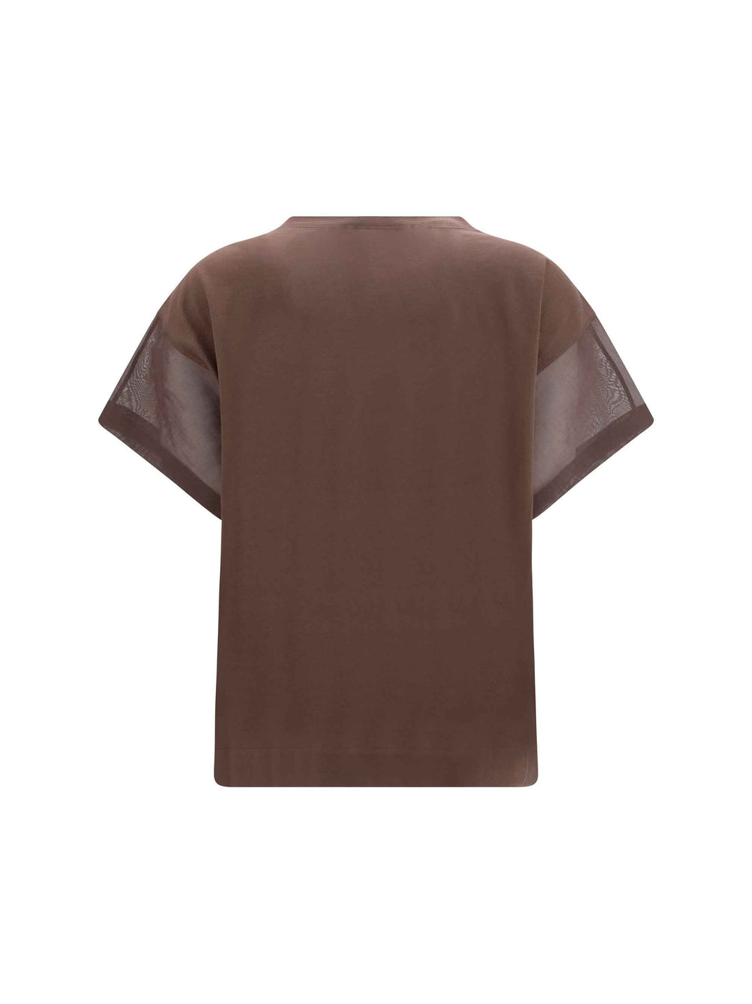 Cotton T-shirt with sheer sleeves and side panels