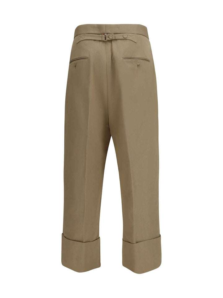 Cotton gabardine Pants with double pleats