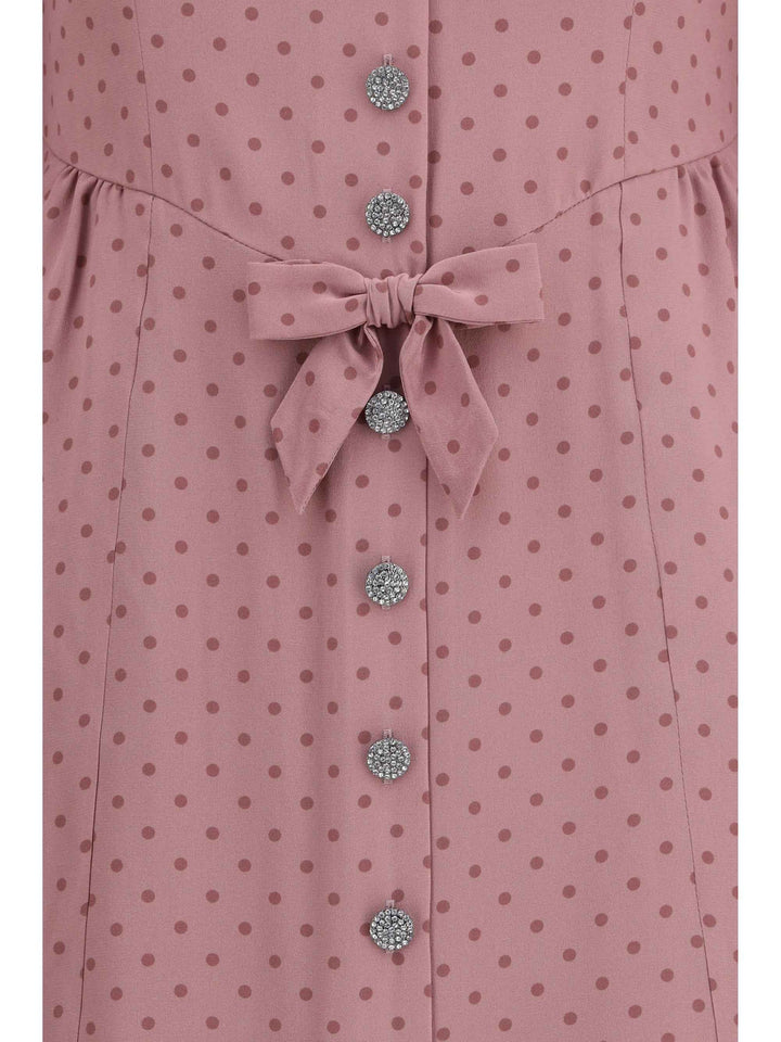 Polka Dot Midi Dress with Ruffles