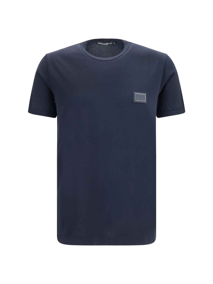 Cotton T-shirt with logo plaque