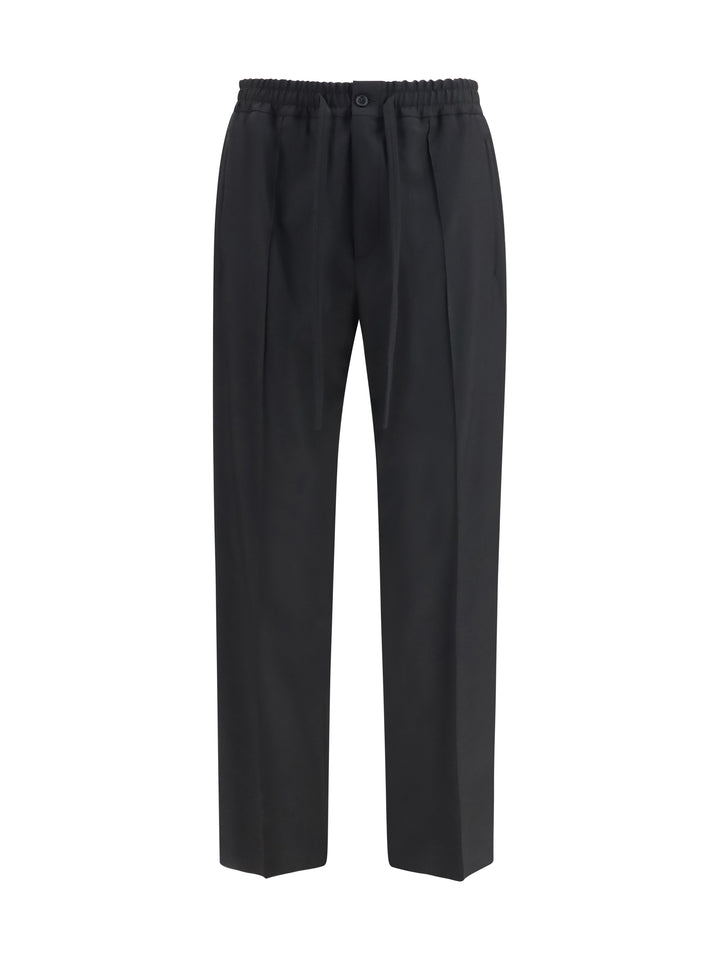 VLogo embroidered cotton gabardine Pants 1