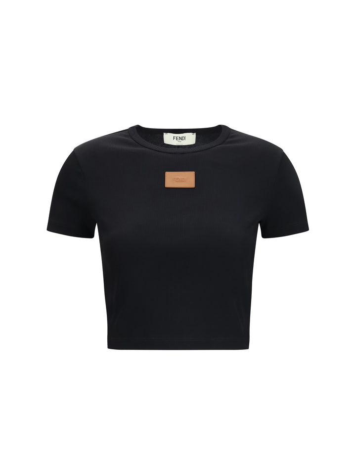 Cropped ribbed cotton T-shirt 1