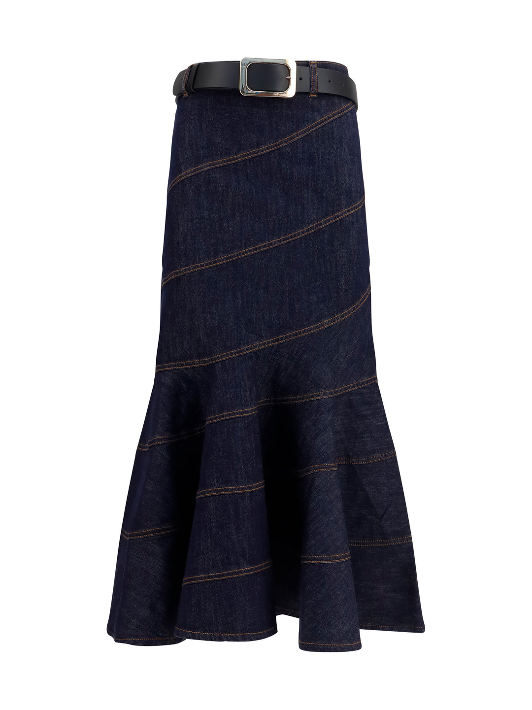 Denim midi Skirt with belt 1