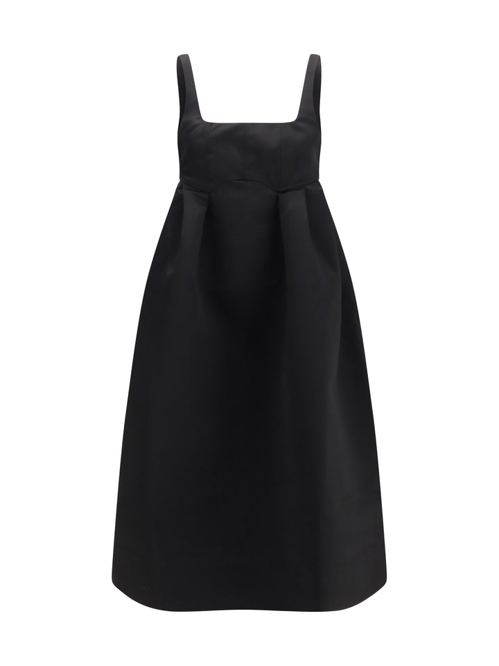 Duchesse satin midi Dress with corset 1