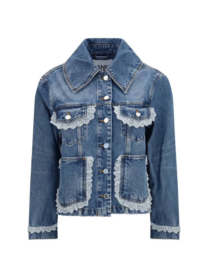 Rigid denim Jacket with lace details 1