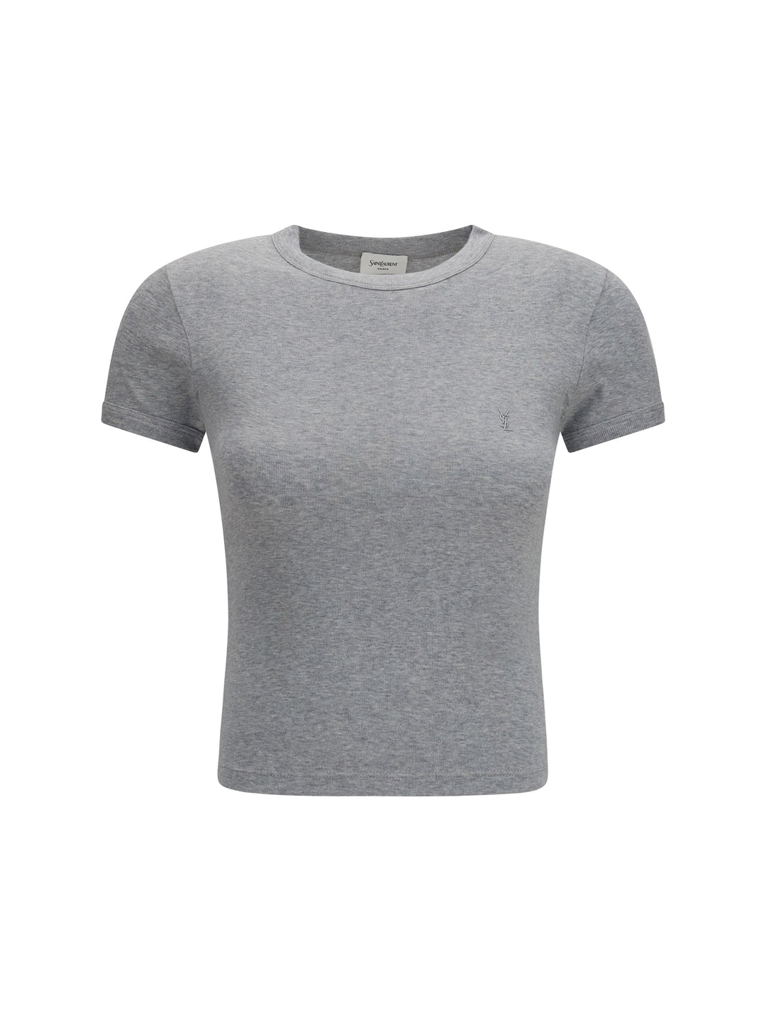 Fitted cotton T-shirt with embroidered logo 1