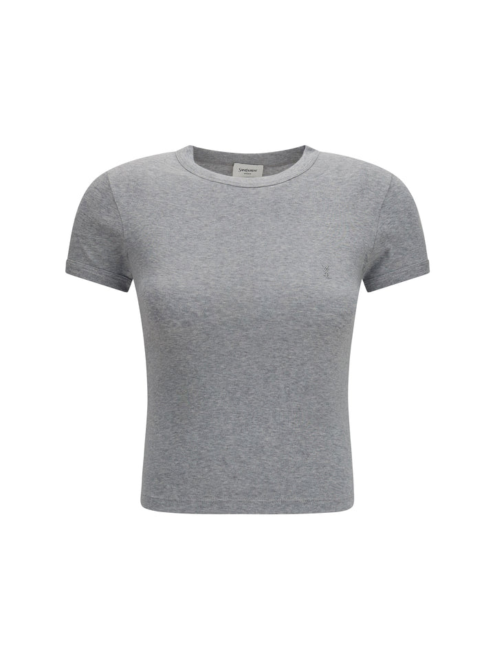 Fitted cotton T-shirt with embroidered logo 1