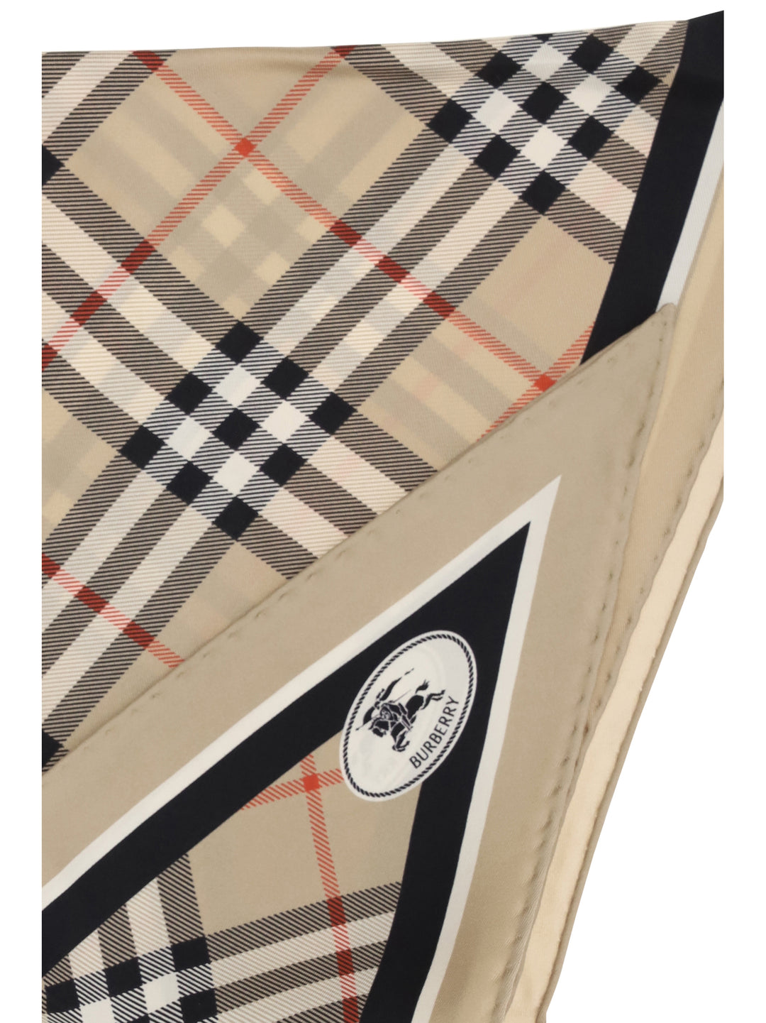 Check silk Scarf with Knight Stamp 3