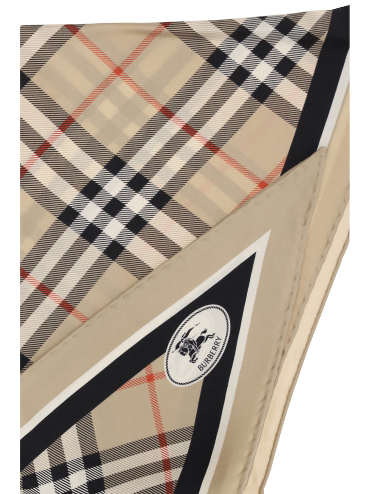 Check silk Scarf with Knight Stamp 3