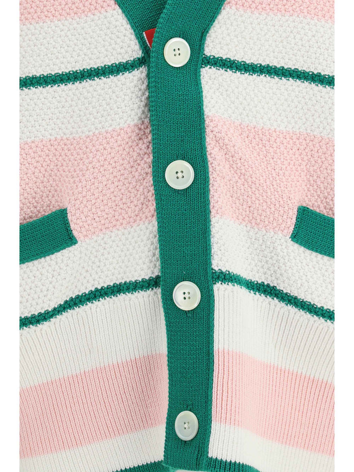Classic stripe seed stitch V Neck Cardigan