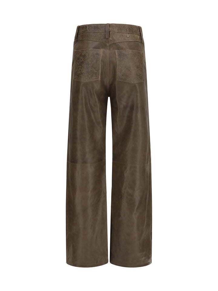Melany leather Pants with embroidery 2