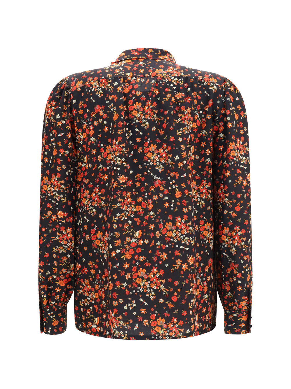 Silk Flora print Shirt with neck bow 2