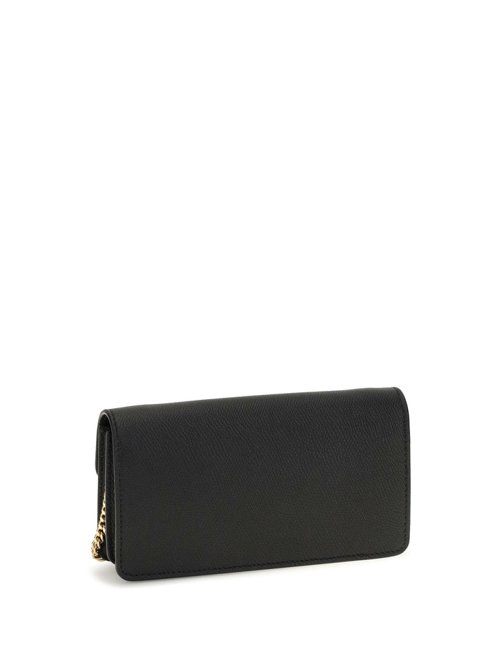 VLogo signature grainy calfskin chain Wallet 3
