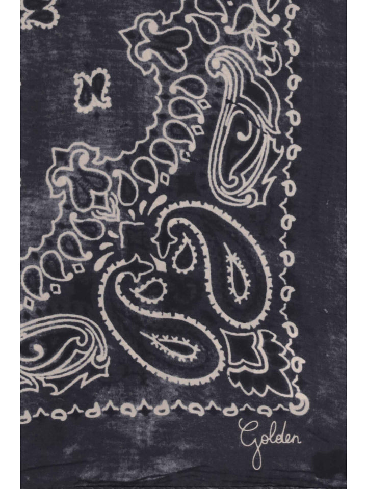 Golden paisley printed silk Scarf