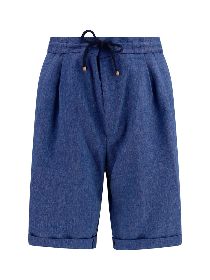 Linen and virgin wool chevron Bermuda Shorts 1