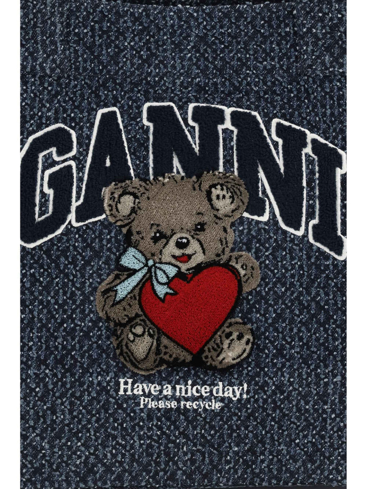 Medium denim Tote Bag with bear