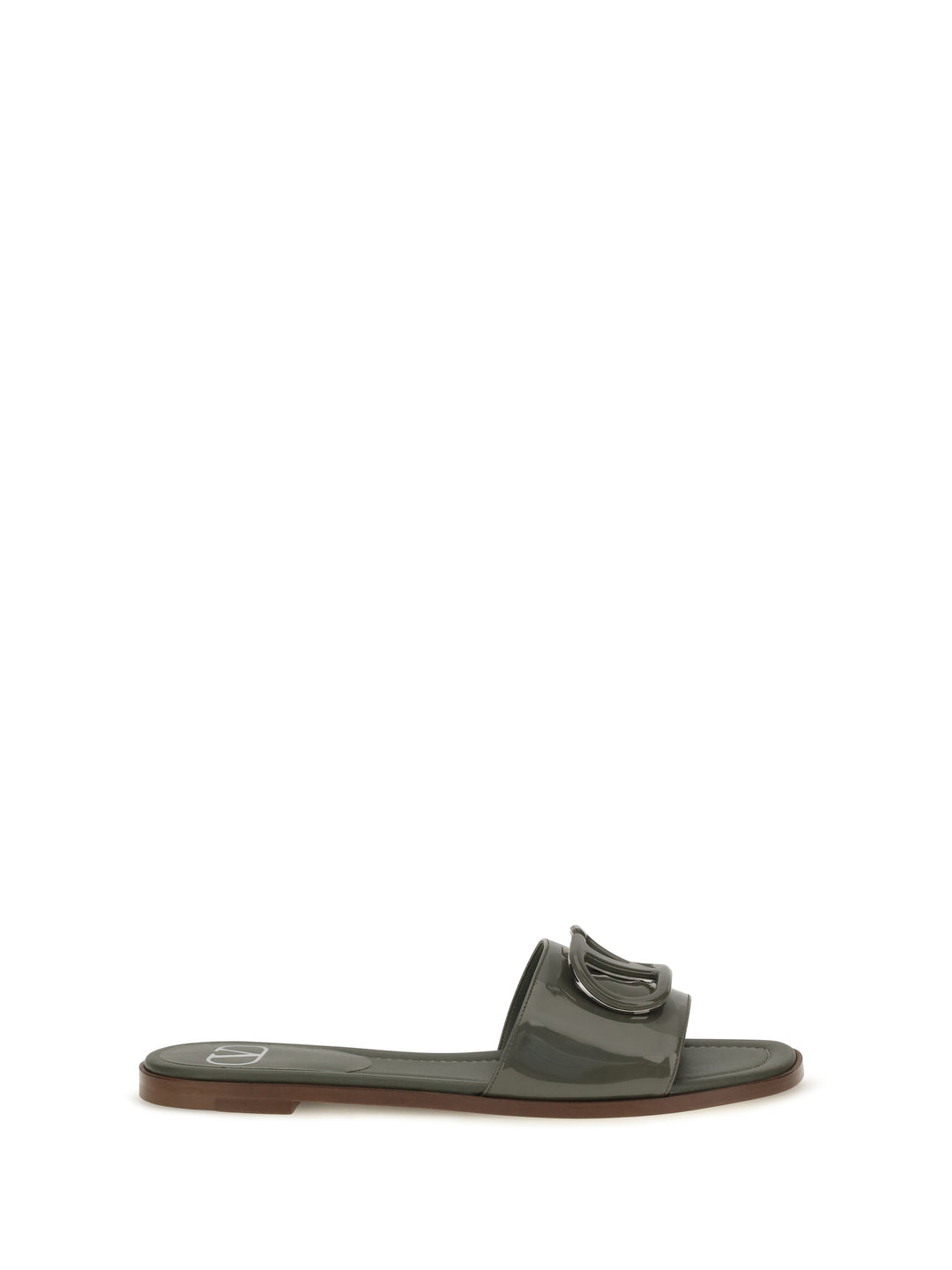 VLogo patent leather Slide Sandals 1