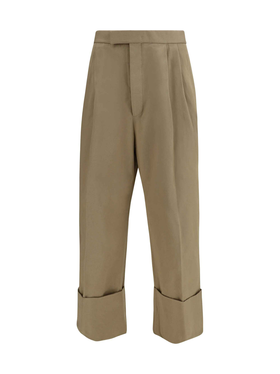 Cotton gabardine Pants with double pleats
