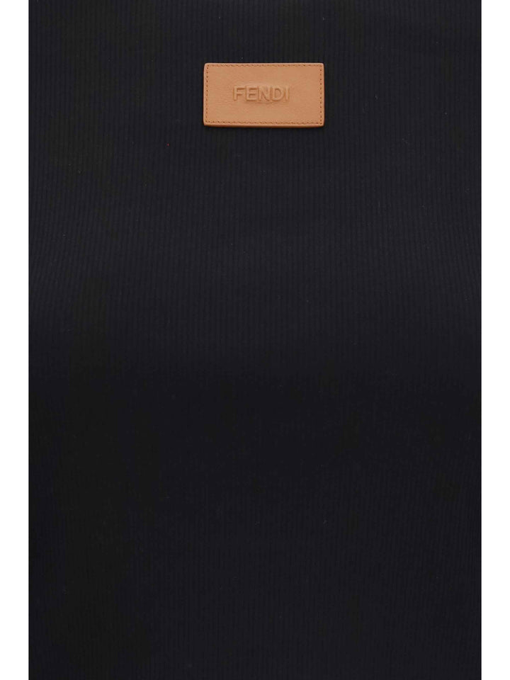 Cropped ribbed cotton T-shirt