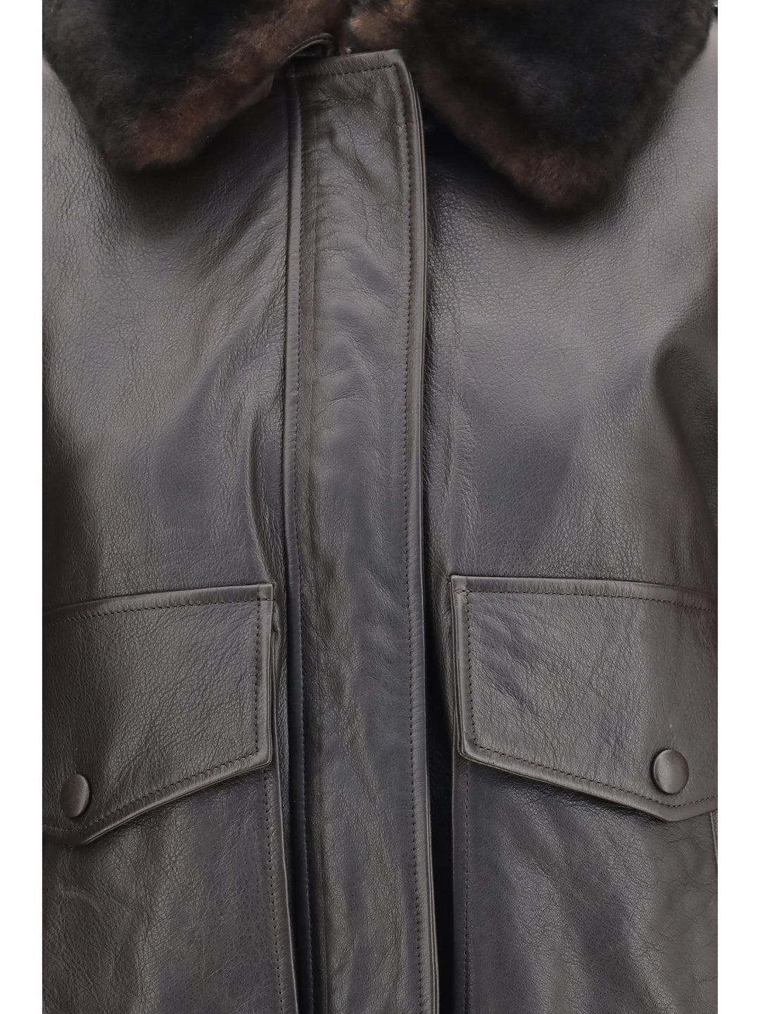 Russo leather Bomber with shearling collar 3