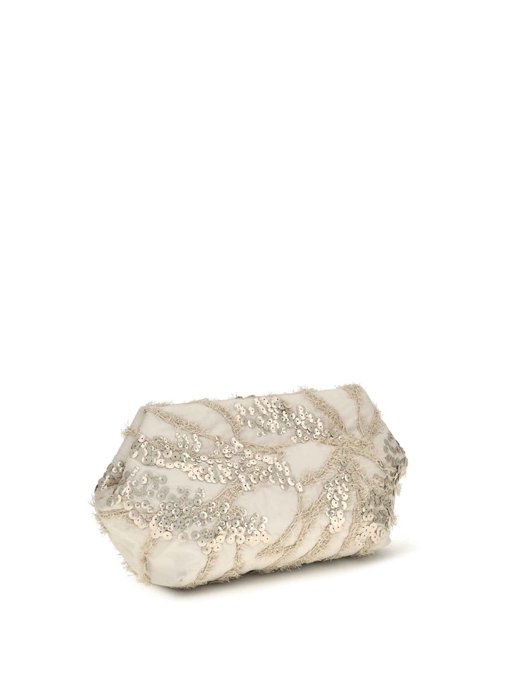 Embroidered silk organza Clutch