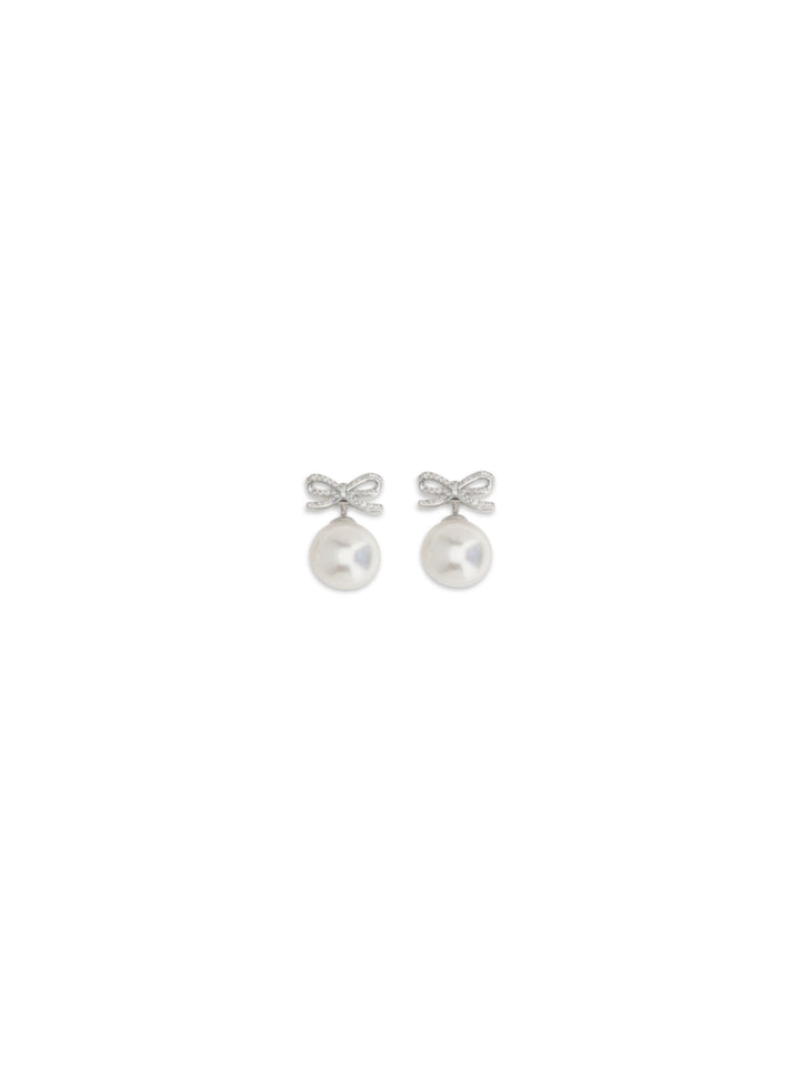 Crystal bow Earrings with pearl 1