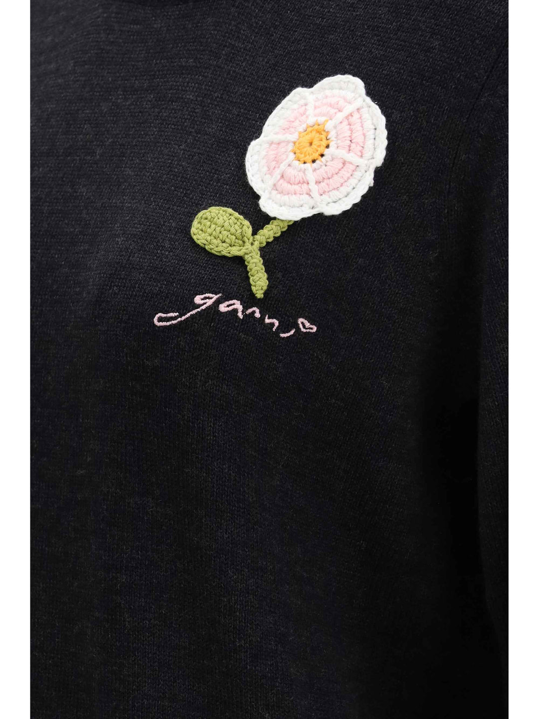 Wool Sweater with crochet flower