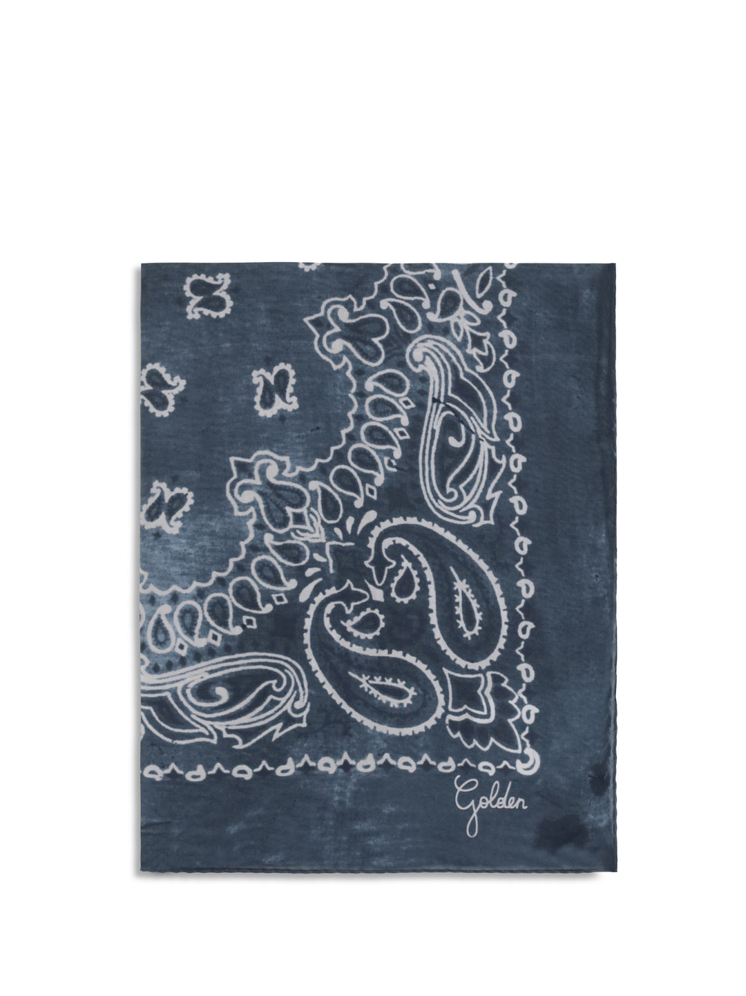 Golden paisley printed silk Scarf 1
