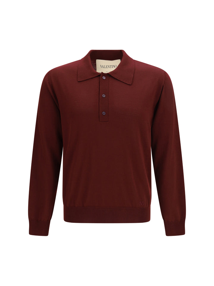 Wool Polo with VLogo embroidery 1