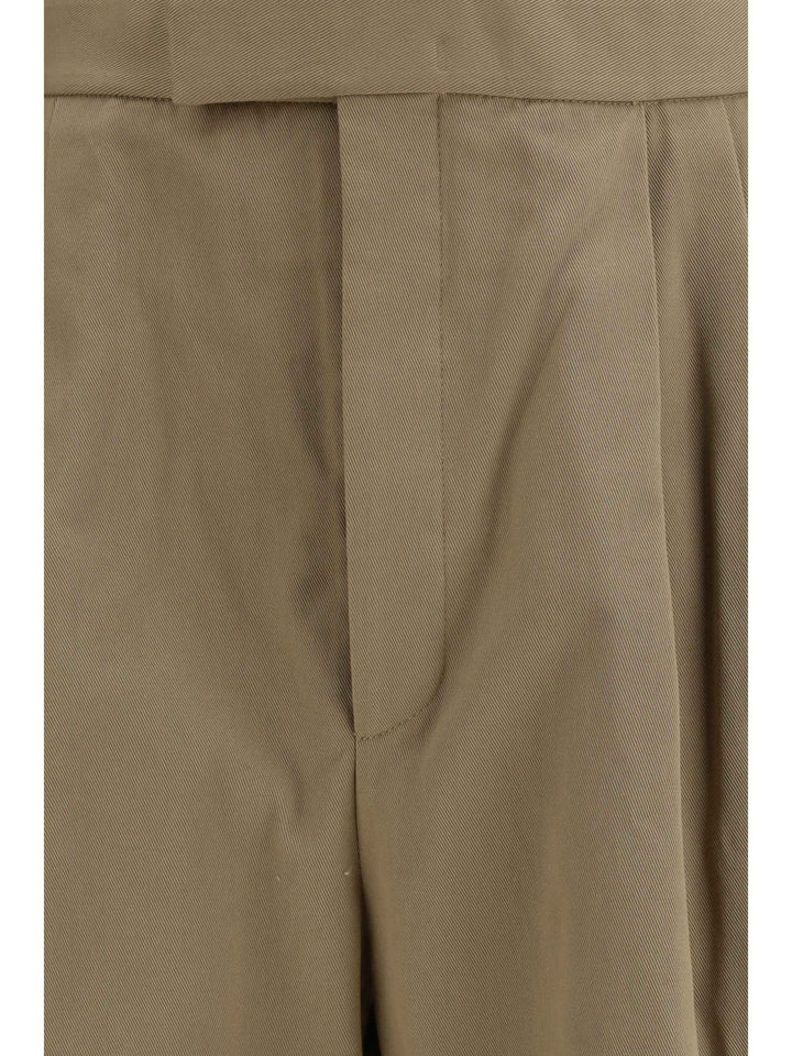 Cotton gabardine Pants with double pleats